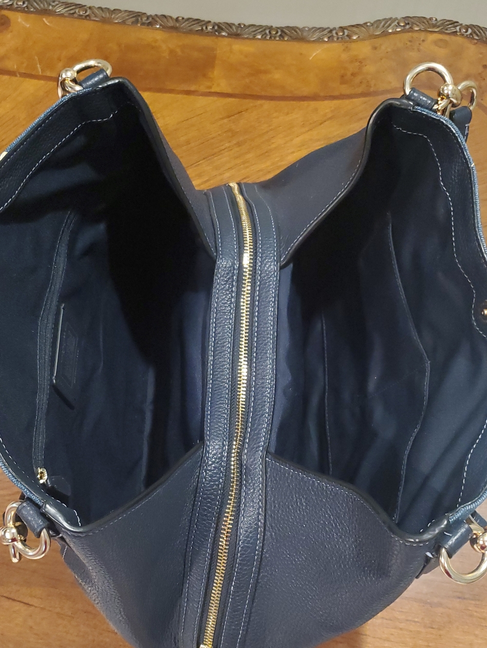 NEW Coach Denim Hallie Bag With Painted Floral - Picture 11 of 14